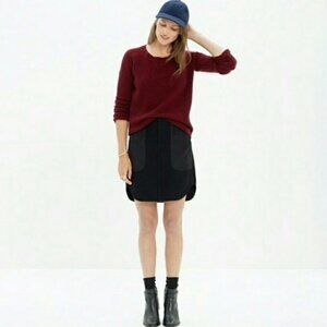 Madewell Black Wool Mini Shirttail Skirt With Nylon Quilted Pockets